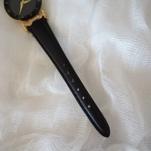 Pierre Nicol gold crystal lug faceted black leather watch - Picture 9 of 14